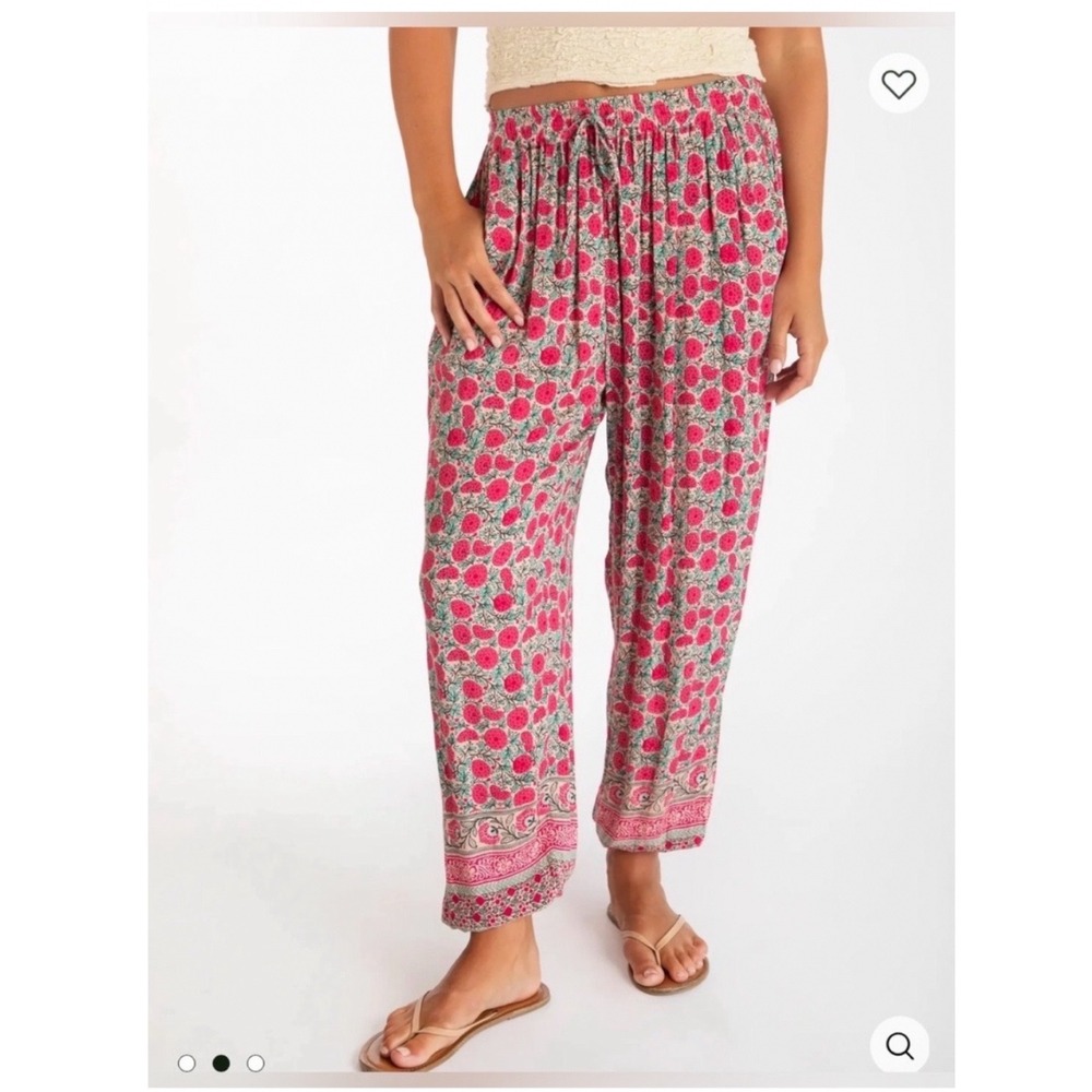 Natural Life Allison Pants XL Pink Floral Boho Harem Jogger Balloon Festival